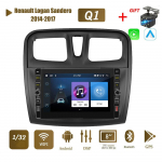 8-tolline Android Renault Logan Sandero 2014-2017 jaoks koos nupunupuga auto CarPlay raadio video multimeedia GPS-m&auml;ngija 2+32 GB 1+32GB
