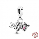 100 % 925 Sterling Silver Charms Lennuki gloobuse ja kohvri helmed sobivad Pandora v&otilde;luk&auml;ev&otilde;rud Naistele isetehtud moeehted
