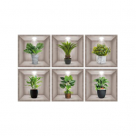 3D vin&uuml;&uuml;list seinakleebis vaaside disainiga Rohelised taimed Lilled Mittepleekivad Lihtsad toimingukleebised C