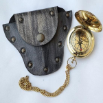 Messingist surunupu kaanega kompassikett spetsiaalse nahkkattega Nautical Vintage 5,08 cm