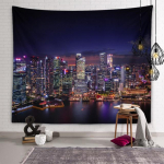 City Night Lighting Gobel&auml;&auml;n Maailm Linn Suurep&auml;rane Arhitektuur Gobel&auml;&auml;n Magamistoa Toa esteetika Kodukaunistus 95x73cm