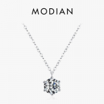 Modian 925 Sterling Silver Sparkling Round 1CT Ten Hearts Tsirkooniumoksiidist ripats kaelakeed Klassikalised pulmaehted Naistele Kingitused h&otilde;be
