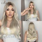 EASIHAIR Blonde Ombre Long Water Wave s&uuml;nteetilised parukad Naturaalsete juustega parukad naistele tukkidega Cosplay Daily Wigs Kuumakindel