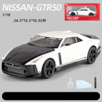 1/18 Scale GTR50 Supercar Diecast automudeli m&auml;nguasi, tagasit&otilde;mmatav m&auml;nguasi koos heli ja valgusega lastele V&auml;ikelapse poistele T&uuml;drukutele Kingikogu 1/18-26.5x15.5x10.5cm valge