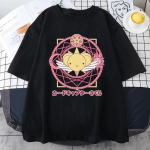 Card Captor Sakura T-s&auml;rk Keroberos Magic Array Print 100% puuvillane Kawaii topsid Kvaliteetsed suvised l&uuml;hikeste varrukatega t&uuml;drukute T-s&auml;rgid O-kaelusega Unisex T-s&auml;rk L