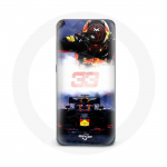 &Uuml;mbris Samsung Galaxy A8 2016 Formula 1 Max Verstappen F1 Driveri jaoks, must punane ja kollane