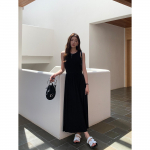 Lihtne kootud soliidne kevadsuvi naiste kleidid A-line Vestidos korea stiilis &otilde;huke retro r&uuml;&uuml; Naiste k&otilde;rge v&ouml;&ouml;koht One Size must
