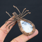 Natural Dendrite Opal Stone Handmade Copper Wire Wrap Spider Pendant 2.56 f6u79