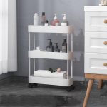 3-kihiline kitsa vahega hoiurest &Otilde;huke ratask&auml;ruga hoiuk&auml;ru K&ouml;&ouml;k Vannitoa riiulid Korraldaja mobiilne riiul 3 layers valge