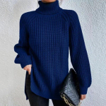 S&uuml;gis-/talvine pehme kudum moodne Raglan pikkade varrukatega kilpkonnaga l&otilde;hestatud kampsun vabaaja soe soliidne keskmise pikkusega pullover 29572 L pruun