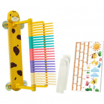 Lastele m&otilde;eldud vertikaalh&uuml;ppe m&otilde;&otilde;tmise seade, reguleeritav lihtsa paigaldusega koomiksistiilis h&uuml;ppetreeneri m&otilde;&otilde;tmise testt&ouml;&ouml;riist kollane