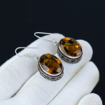 Honey Topaas K&otilde;rvar&otilde;ngas, 925 Sterling H&otilde;bek&otilde;rvar&otilde;ngas, K&auml;sitsi valmistatud k&otilde;rvar&otilde;ngas, Antiikk&otilde;rvar&otilde;ngas, Meetopaasi v&auml;&auml;riskivi, Kingitused emale, Ehted Temale 1.96