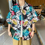 vintage s&auml;rgid Hiphop Lilletr&uuml;kiga l&uuml;hikeste varrukatega s&auml;rk Meeste lahtised vabaaja s&auml;rgid meeste suvetopsid Hawaii r&otilde;ivad Unisex t&auml;navar&otilde;ivad M valge