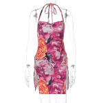 Suvine seksikas lilledega tr&uuml;kitud kleit Naiste moodne pitsiline seljata k&uuml;ljeta kleidid Naiste A-joonega peoklubi mini l&uuml;hike &otilde;htukleit 329 S lilleline tr&uuml;kiv&auml;rv