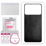 apgo Protective Skin Sticker for the back compatible with Realme V30T, Wrap Film, Foil, Vinyl - Pattern Black Leather