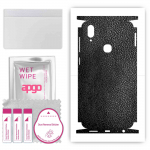 apgo Protective Skin Sticker for the back+sides compatible with vivo Z3, Full Wrap Film, Foil, Vinyl - Pattern Black Leather