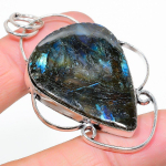 Natural Labradorite Gemstone Handmade 925 Sterling Silver Pendant 2.36 p1w26