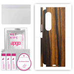 apgo Protective Skin Sticker for the back+sides compatible with Samsung Galaxy Z Fold4, Full Wrap Film, Foil, Vinyl - Pattern Tigerwood