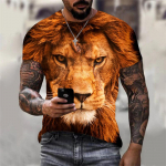 Tiger Calf 3D Prinditud T-s&auml;rk Meeste Naiste vabaaja suveloomade T-s&auml;rk Meeste Kaelus L&uuml;hikeste Varrukatega Avarad topid Hingavad paaride T-s&auml;rgid S