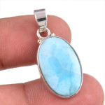 Natural Republic Larimar Gemstone 925 Tahke Sterling H&otilde;bedast Ripats 1,25'' i5o16 white