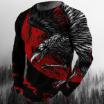 Meeste Eagle mustriga vabaaja pikkade varrukatega T-s&auml;rgid S&uuml;gisesed t&auml;navar&otilde;ivad 3D loomade tr&uuml;kkimine Hip hop meeste topsid T-s&auml;rgid, 5XL S