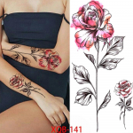 1 PC 210*114MM Henna Lotus ajutine t&auml;toveering naistele v&otilde;ltsitud ehteketid Must lilleline kehakunst Abstraktne t&auml;toveeringuga kleebis Transfer Girl Tattoo XQB-141