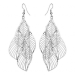 1 Pair Lady Dangle Earrings Stainless Exquisite Curled Edge Hollow Out Leaf Shape Hanging h&otilde;be