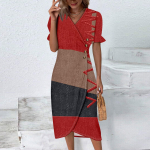 Naistele m&otilde;eldud rannakleidid, prinditud Elegantne V-kaelusega Boho-kleit, lendav Ruched Hawaii maksikleit L