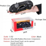 1/32 skaala sulamist kogutav must lambor LP770 m&auml;nguasja tagasit&otilde;mmatavad s&otilde;idukid survevalatud autode mudel valguse ja heliga 1/32-Size:15.5*6*3.5cm must