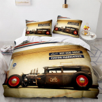 Retro Auto Voodipesu Komplekt 3D HD Tr&uuml;kitud Lastele Teismelistele Meestele Tekikott Padjap&uuml;&uuml;r 2/3 tk &Uuml;he- Kahekohaline King Suurusega Voodi Kate Kingitus DE 100x135cm