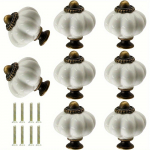 8 tk keraamilised k&otilde;rvitsanupud Valged keraamilised kapinupud Vintage kummuti nupud Vintage nupud Dekoratiivsed sahtlinupud (&Uuml;ks kruviga auk) 8pcs