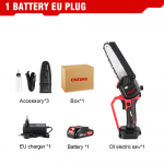 ONEVAN 2500W 6-tolline mini elektriline saag 20000RPM kaasaskantav mootorsaag laetav aia p&uuml;gamise t&ouml;&ouml;riist Makita 18V akule 1 Battery-EU