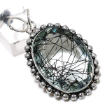 Black Rutile Gemstone Handmade 925 Sterling Silver Jewelry Pendant 2.17 q7r76