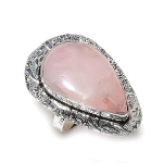 Rose Quartz Gemstone Handmade 925 Sterling Silver Jewelry Gift Ring Size 9 r8t62