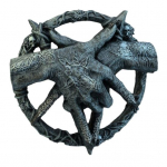 Kuradik&auml;si Kitsesarv Kujukese seinakaunistus Kodukontor Elutuba Vannituba Seinakunst &Otilde;udne deemon K&auml;sivaigust kuju Skulptuur Seinaornament A