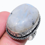Natural Rainbow Moonstone Gemstone 925 Sterling Silver Gift Ring Size 8 a3d40