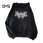 S&uuml;gistalvine unisex kapuuts Pingutuspael elastne mansett Thorn Print Paks fliis Patch Tasku lahtised pikad varrukad Pullover soe top S must