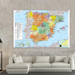 Hispaania transpordikaart prantsuse maalides &Uuml;ksikasjalik suur plakat Kodukaunistused Koolitarbed 225*150cm