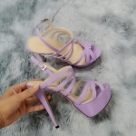 Suur suurus 44 naiste sandaalid &ouml;&ouml;klubi &uuml;limoodsad 14 cm super k&otilde;rged kontsad platvorm pahkluu rihm sandaalid seksikad kingad pruudikingad 44 helelilla v&auml;rv