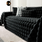 Luksuslik imitatsioon K&uuml;&uuml;liku Palus diivanir&auml;tik Talvine soe kohev tekk &Uuml;lipehme, sile ja paks sametist diivanikate 180*230cm 1pc must