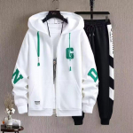 Danmo Fashion meeste riided Top meeste p&uuml;ksid dressid kevad s&uuml;gis meeste &uuml;likond Korea vabaaja kapuuts + p&uuml;ksid kaheosaline komplekt XXXL valge