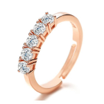 Viie teemandiga &uuml;herealine lihtne ja s&auml;rav 0,1-karaadine naiste s&otilde;rmus, romantiline Starlight Finger 1 simuleeritud teemants&otilde;rmus. adjustable opening valge kulla v&auml;rv