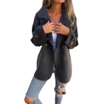 Naiste talvine pealisr&otilde;ivas alla keeratava kraega &uuml;hev&auml;rviline kahepoolne villane kaherealine lahtise l&otilde;ikega mantel soe pikkade varrukatega pendeldamine kohtingud XXXL must