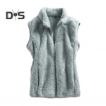 Naiste talvine vest k&otilde;rge kraega kaelakaitse pehme pl&uuml;&uuml;s t&otilde;mblukk &uuml;hev&auml;rviline k&uuml;lmakindel v&auml;lisvest mantel L sinine