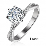 Klassikaline 925 sterlingh&otilde;bedast s&otilde;rmus D-v&auml;rvi 6,5 mm moissaniidist v&auml;&auml;riskividega Naiste kihlumis- ja pulmapeokingitus 8