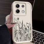 Moodne lillemustriga matt &uuml;mbris Xiaomi 13T Poco F6 Pro X6 X5 Redmi Note 13 12 11 10 Pro jaoks, objektiivi kaitse, pehmest silikoonist p&otilde;rutuskindel TPU telefonikate Redmi Note 13 4G must