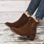 mood Naiste Poolsaapad Vintage Naiste Kingad Talvised Cowsuede L&uuml;hikesed saapad Selg T&otilde;mblukud Madala kontsaga kingad Pruunid plisseeritud Botas 2024 35 tumepruun v&auml;rv