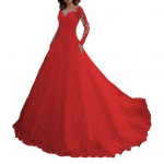 Naiste &otilde;htukleit, pits, lilledega tikitud A-line Big Swing V kaelus, pikad varrukad XL punane