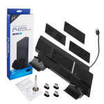Multifunktsionaalne vertikaalne alus PS4 kontrolleri laadimisdokiga PS4 / PS4 Slim / PS4 Pro jaoks, Micro USB 14.3*26.6*3.6cm must