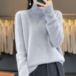 Naiste ka&scaron;miirist sviiter Qinghe ka&scaron;miir 30% ka&scaron;miir 70% vill Naiste s&uuml;gis- ja talvine ka&scaron;miirist pullover pehme ja soe XL hall v&auml;rv